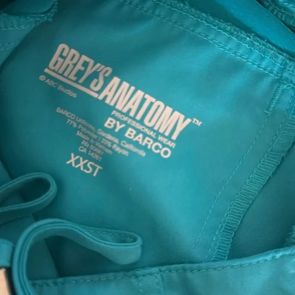 Greys Anatomy Teal Drawstring Scrub Pants XXS TALL - Picture 4 of 4